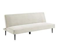 Canapé banquette convertible 3 places velours côtelé crème piétement métal L 180 x P 100 x H 74.5 cm - Max
