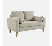 swe anapé Bois d'hévéa et Tissu Chenille 2 Places Beige - Bjorn