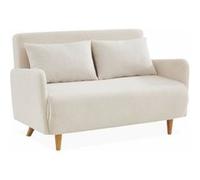 Canapé convertible 2 places scandinave - Panam - pieds bois. bouclettes blanches. banquette. dossier inclinable