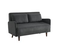 sweeek - Canapé Convertible 2 Places scandinave Velours côtelé Gris foncé - Panam - Pieds Bois. Banquette. Dossier inclinable