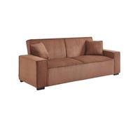 sweeek - Canapé Convertible 3 Places Camel Velours côtelé L 231 x P 96.5 x H 80cm