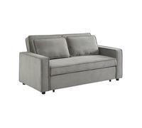 sweeek | Canapé convertible 3 places gris clair velours côtelé banquette lit Gris clair G