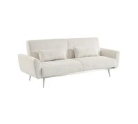 sweeek - Canapé Convertible Design en Velours côtelé Blanc - Oskar - 3 Places scandinave Droit avec Pieds métal chromé