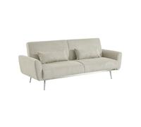 sweeek - Canapé Convertible Design en Velours côtelé Gris Clair - Oskar - 3 Places scandinave Droit avec Pieds métal chromé