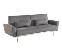 sweeek - Canapé Convertible Design en Velours côtelé Gris foncé - Oskar - 3 Places scandinave Droit avec Pieds métal chromé