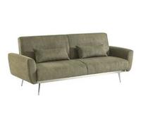 Canapé convertible design en velours côtelé kaki - Oskar - 3 places scandinave droit avec pieds métal chromé