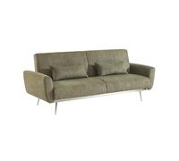 sweeek - Canapé Convertible Design en Velours côtelé Kaki - Oskar - 3 Places scandinave Droit avec Pieds métal chromé