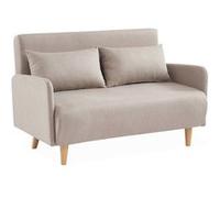 Alice's Home - Canapé Convertible en Tissu - Panam - 2 Places scandinave. Pieds Bois Clair. Beige. Banquette. Dossier inclinable