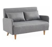 Canapé convertible 2 places scandinave - Panam - pieds bois, banquette, dossier inclinable en Polyester Gris clair - Gris clair