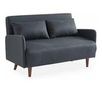 Canapé convertible 2 places scandinave - Panam - pieds bois. banquette. dossier inclinable Polyester Gris foncé - Gris foncé