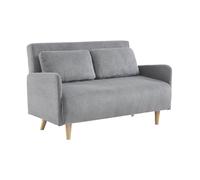 sweeek - Canapé Convertible en Velours côtelé - Panam - 2 Places scandinave. Pieds Bois. Gris Clair. Banquette. Dossier inclinable
