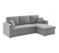 Alice'S Garden Canapé d'angle convertible en tissu gris clair - IDA - 3 places, fauteuil d'angle réversible coffre rangement lit modula Gris clair