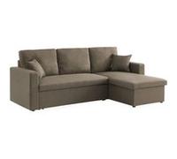Canapé d'angle convertible en tissu marron - IDA - 3 places. fauteuil d'angle réversible coffre rangement lit modulable