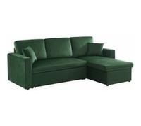 Canapé d'angle convertible en velours vert anglais 3 places. fauteuil d'angle réversible coffre rangement lit modulable