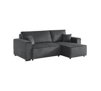 swe anapé d'angle Convertible réversible 3 Places Velours côtelé Grosse côte Gris foncé