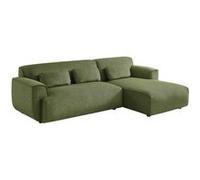 Canapé d'angle droit 2 à 3 places velours côtelé blanc crème Wallas L 196 x P 151 / 91 / x H 73cm