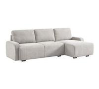 sweeek | Canapé d'angle droite 3 places tissu gris clair L 260 x P 88 / 139cm / x H 87cm - Dany Gris clair G