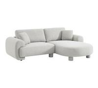 Canapé d'angle droite 3 places tissu gris clair. pieds ronds L 231 x P 160 / 88 cm - Zenio