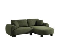swe anapé d'angle Droite 3 Places Tissu Kaki. Pieds Ronds L 231 x P 160/88 cm - Zenio