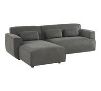 sweeek Canapé d'angle gauche 2 à 3 places velours côtelé gris Wallas L 196 x P 151 / 91 / x H 73cm Gris