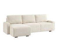 sweeek | Canapé d'angle gauche 3 places tissu blanc cassé L 260 x P 88 / 139cm / x H 87cm - Dany Blanc G