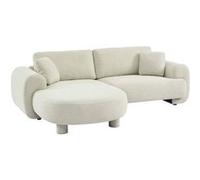 sweeek | Canapé d'angle gauche 3 places tissu crème pieds ronds L 231 x P 160 / 88 cm - Zenio Crème G