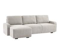 sweeek | Canapé d'angle gauche 3 places tissu gris clair L 260 x P 88 / 139cm / x H 87cm - Dany Gris clair G