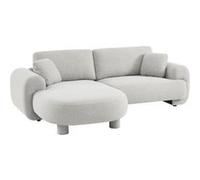 Canapé d'angle gauche 3 places tissu gris clair. pieds ronds L 231 x P 160 / 88 cm - Zenio