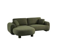swe anapé d'angle Gauche 3 Places Tissu Kaki. Pieds Ronds L 231 x P 160/88 cm - Zenio