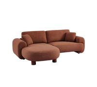 swe anapé d'angle Gauche 3 Places Tissu Terracotta. Pieds Ronds L 231 x P 160/88 cm - Zenio