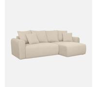 swe anapé d'angle réversible en chenille, 3 places, gris, beige, 240 x 147 x 85 cm