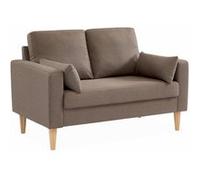 Canapé en tissu marron - Bjorn - Canapé 2 places fixe droit pieds bois. style scandinave