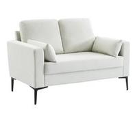 sweeek - Canapé en Velours côtelé Blanc - Bjorn - Canapé 2 Places Fixe Droit Pieds métal