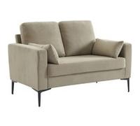 Canapé droit Sweeek Canapé en velours côtelé grège - Bjorn - Canapé 2 places fixe droit pieds métal