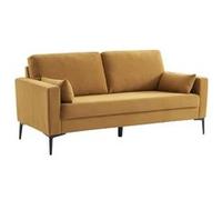 Canapé en velours côtelé ocre - Bjorn - Canapé 3 places fixe droit pieds métal