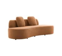 sweeek - Canapé Virgule 3 Places en Tissu Bouclette Camel Forme Organique - Wave L 232 x P 97 x H 68cm