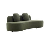 sweeek - Canapé Virgule 3 Places en Tissu Bouclette Kaki Forme Organique - Wave L 232 x P 97 x H 68cm