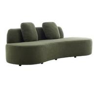 sweeek - Canapé Virgule 3 Places en Tissu Bouclette Kaki Forme Organique - Wave L 232 x P 97 x H 68cm