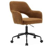 sweeek | Chaise de bureau à roulettes bouclettes ocre Jim L 60 x P 62 x H 89 / 99cm Rouge G