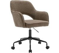 Chaise de bureau à roulettes bouclettes taupe. Jim. L 60 x P 62 x H 89 / 99cm
