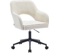 sweeek - Chaise de Bureau à roulettes Velours côtelé Blanc cassé. L 60 x P 62 x H 89 / 99cm
