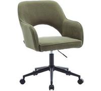 sweeek Chaise de bureau à roulettes velours côtelé kaki L 60 x P 62 x H 89 / 99cm Kaki foncé