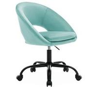 Chaise de bureau ronde à roulettes en velours bleu Pam L 59 x P 60 x H 79 / 89cm