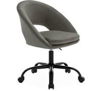 Fauteuil de bureau Sweeek Chaise de bureau ronde à roulettes en velours gris Pam L 59 x P 60 x H 79 / 89cm