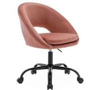| Chaise de bureau ronde à roulettes en velours vieux rose Pam L 59 x P 60 x H 79 / 89cm