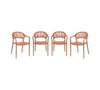 sweeek - Chaise de Jardin empilable avec Effet Corde Terracotta (Lot de 4) - Jovia