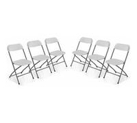 sweeek | Chaises de réception pliantes - Fiesta - 6 chaises d'appoint en plastique et métal Blanc G