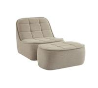 sweeek - Chauffeuse Bouclette texturée 1 Place + Repose Pieds Beige L 93 x P 104 x H 85cm - Boni