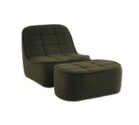 sweeek - Chauffeuse Bouclette texturée 1 Place + Repose Pieds Kaki L 93 x P 104 x H 85cm - Boni
