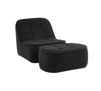sweeek - Chauffeuse Bouclette texturée 1 Place + Repose Pieds Noir L 93 x P 104 x H 85cm - Boni